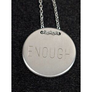 Keep Collective ENOUGH Silver Tone Brushed Round Disc Necklace 20 in Inspiration